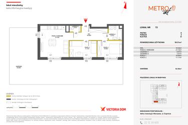 Rzut - Mieszkanie na sprzedaż 3 pokoje o powierzchni 59,47 m² - numer 72 w Metro Art 10