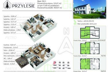 Rzut - Dom na sprzedaż 5 pokoi o powierzchni 131,62 m² - numer 151.1 w Osiedle Przylesie