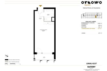 Rzut - Mieszkanie na sprzedaż 1 pokój o powierzchni 31,71 m² - numer K2.17 w Orłowo Square - Apartamenty inwestycyjne