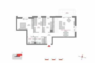 Rzut - Mieszkanie na sprzedaż 4 pokoje o powierzchni 96,06 m² - numer A1.1.1 w Atrium Oliva