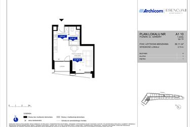 Rzut - Mieszkanie na sprzedaż 1 pokój o powierzchni 30,08 m² - numer A1.10 w Apartamenty Esencja II