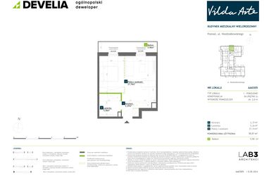 Rzut - Mieszkanie na sprzedaż 1 pokój o powierzchni 35,37 m² - numer AA0305 w Vilda Arte