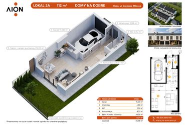 Rzut - Dom na sprzedaż 4 pokoje o powierzchni 112 m² - numer 2A w Domy na dobre - REDA