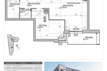 Rzut - Mieszkanie na sprzedaż 2 pokoje o powierzchni 53,9 m² - numer 35 w Aleja