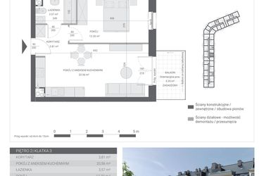Rzut - Mieszkanie na sprzedaż 2 pokoje o powierzchni 40,24 m² - numer 67 w Ignatki Forest etap II