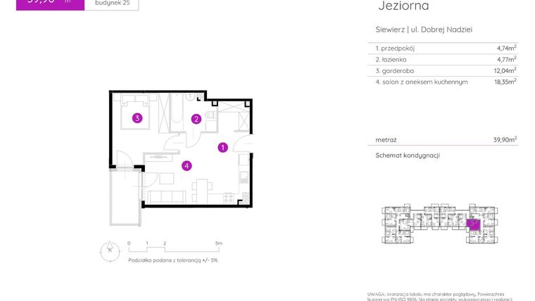 Rzut - Mieszkanie na sprzedaż 1 pokój o powierzchni 39,9 m² - numer 25.B.2.4 w Murapol Siewierz Jeziorna bud. 25 i 26