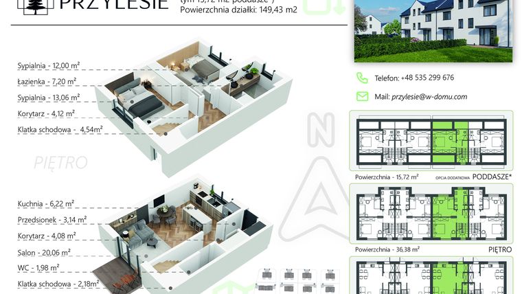 Rzut - Dom na sprzedaż 3 pokoje o powierzchni 96,48 m² - numer 163.3 w Osiedle Przylesie