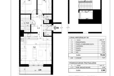 Rzut - Mieszkanie na sprzedaż 3 pokoje o powierzchni 77 m² - numer C.94 w Przewóz 4