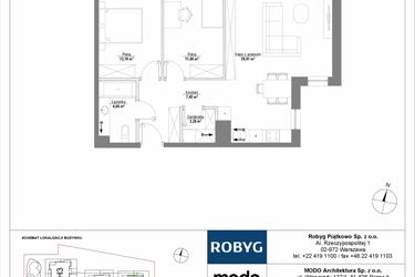 Rzut - Mieszkanie na sprzedaż 3 pokoje o powierzchni 68,16 m² - numer H1_2M03 w Piątkowo Residence etap II
