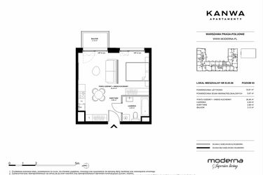 Rzut - Mieszkanie na sprzedaż 2 pokoje o powierzchni 33,61 m² - numer B.05.06 w KANWA