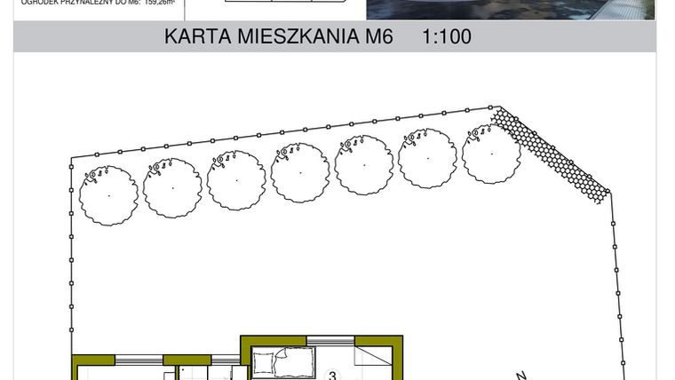 Rzut - Mieszkanie na sprzedaż 3 pokoje o powierzchni 57,77 m² - numer M6 w Kameralna Golikówka