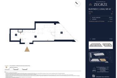 Rzut - Mieszkanie na sprzedaż 1 pokój o powierzchni 29,78 m² - numer C42 w Rezydencja Zegrze etap III