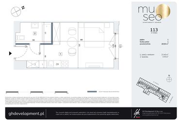 Rzut - Mieszkanie na sprzedaż 1 pokój o powierzchni 28 m² - numer 113 w Museo