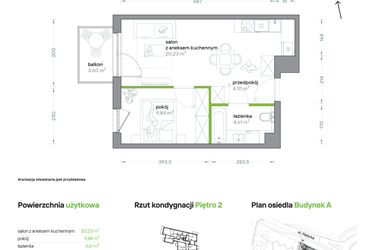 Rzut - Mieszkanie na sprzedaż 2 pokoje o powierzchni 38,78 m² - numer A/KL2/2/02 w Podhalańska Vita