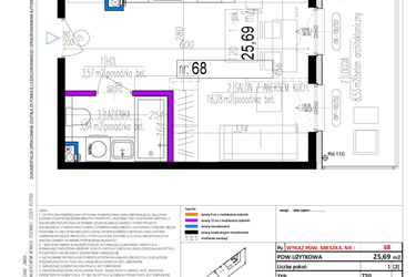 Rzut - Mieszkanie na sprzedaż 1 pokój o powierzchni 25,67 m² - numer 68 w Strumykowa