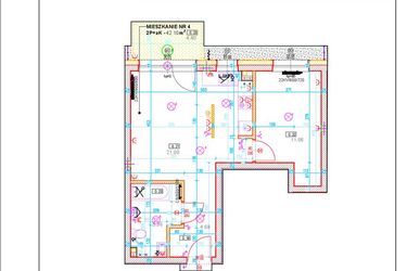 Rzut - Mieszkanie na sprzedaż 2 pokoje o powierzchni 42,1 m² - numer A4 w Osiedle Zuchów
