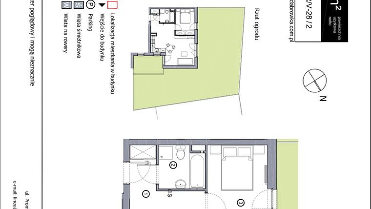 Rzut - Mieszkanie na sprzedaż 2 pokoje o powierzchni 43,88 m² - numer R_V-28_2 w os. Dąbrówka – Leśna Polana