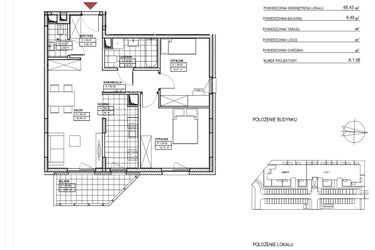 Rzut - Mieszkanie na sprzedaż 3 pokoje o powierzchni 68,43 m² - numer 91 w Osiedle Nad Płonką