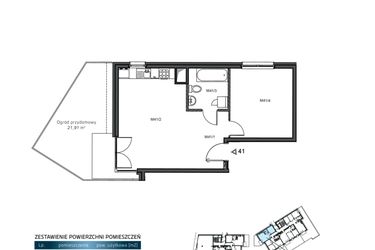 Rzut - Mieszkanie na sprzedaż 2 pokoje o powierzchni 46,51 m² - numer 41 w Wzgórze Krzemionki II