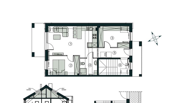 Rzut - Mieszkanie na sprzedaż 3 pokoje o powierzchni 54,93 m² - numer Z2 w Aleja Wiśniowa Pogórze