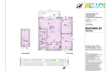 Rzut - Mieszkanie na sprzedaż 3 pokoje o powierzchni 62,16 m² - numer B1.2 w HELLO! KUKUŁKI bud. B