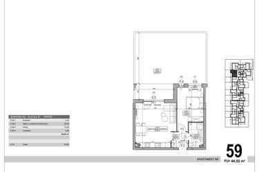 Rzut - Mieszkanie na sprzedaż 2 pokoje o powierzchni 44,02 m² - numer A.9.M.59 w Sobola Biel A9
