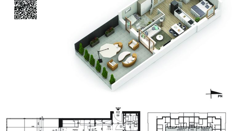 Rzut - Mieszkanie na sprzedaż 3 pokoje o powierzchni 53,92 m² - numer 27 w Piano Park etap V