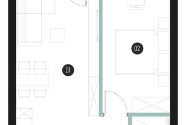 Rzut - Mieszkanie na sprzedaż 2 pokoje o powierzchni 41,77 m² - numer M30 w Atrium House