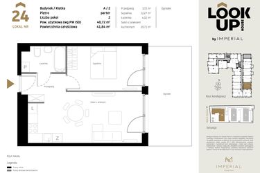 Rzut - Mieszkanie na sprzedaż 2 pokoje o powierzchni 40,72 m² - numer A.24 w Look Up House