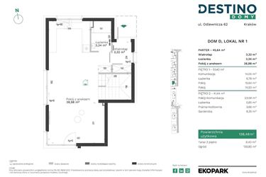 Rzut - Dom na sprzedaż 4 pokoje o powierzchni 138,48 m² - numer D1 w Destino Domy