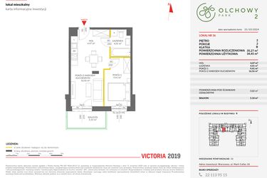 Rzut - Mieszkanie na sprzedaż 2 pokoje o powierzchni 35,27 m² - numer B.36 w Olchowy Park II