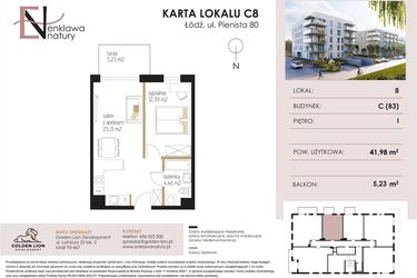Rzut - Mieszkanie na sprzedaż 2 pokoje o powierzchni 41,98 m² - numer C8 w Enklawa Natury
