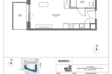 Rzut - Mieszkanie na sprzedaż 1 pokój o powierzchni 28,22 m² - numer LH/LHA/D/4/4 w Lira House