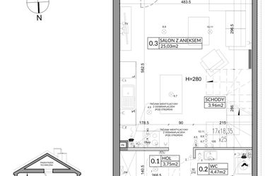 Rzut - Dom na sprzedaż 3 pokoje o powierzchni 72,9 m² - numer 19A w Nova Magdalenka 7