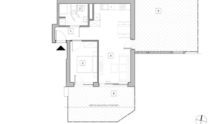 Rzut - Mieszkanie na sprzedaż 2 pokoje o powierzchni 45,52 m² - numer C2_1 w ATAL Zawiślańska