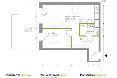 Rzut - Mieszkanie na sprzedaż 2 pokoje o powierzchni 49,66 m² - numer A.0.5 w Jesionowa Vita
