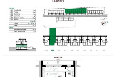 Rzut - Mieszkanie na sprzedaż 3 pokoje o powierzchni 72,2 m² - numer B9.1 w Dębowe Zacisze
