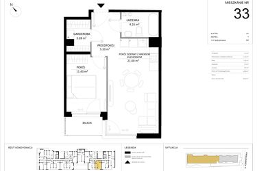 Rzut - Mieszkanie na sprzedaż 2 pokoje o powierzchni 45,89 m² - numer 33 w SILO