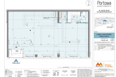 Rzut - Lokal użytkowy na sprzedaż 1 pokój o powierzchni 112,01 m² - numer U.00.01 w Apartamenty Portowa