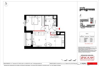 Rzut - Mieszkanie na sprzedaż 2 pokoje o powierzchni 46,59 m² - numer 222 w Strefa PROGRESS