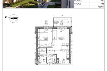 Rzut - Mieszkanie na sprzedaż 2 pokoje o powierzchni 40,04 m² - numer M.B7.02.48 w Osiedle Harmonia bud. B7