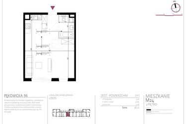 Rzut - Mieszkanie na sprzedaż 1 pokój o powierzchni 38,21 m² - numer 24 w Pękowicka 96