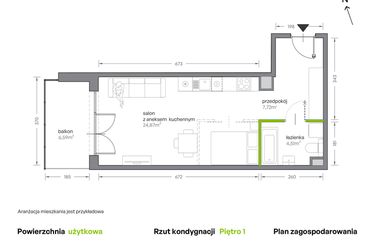 Rzut - Mieszkanie na sprzedaż 1 pokój o powierzchni 37,1 m² - numer A.007 w Żabiniec Vita