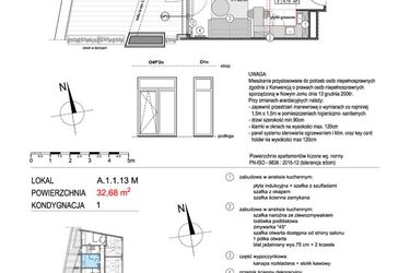 Rzut - Mieszkanie na sprzedaż 1 pokój o powierzchni 32,72 m² - numer A.1.1.13M w Mikołajki Apartamenty