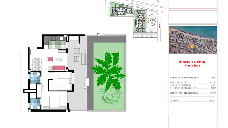 Rzut - Mieszkanie na sprzedaż 2 pokoje o powierzchni 75,52 m² - numer 0.2 w Apartamenty w Denia - 14869890
