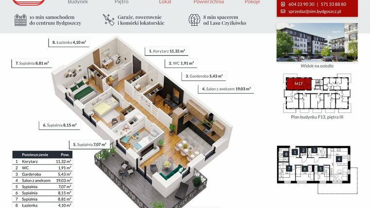 Rzut - Mieszkanie na sprzedaż 4 pokoje o powierzchni 65,82 m² - numer 17 w Tęczowy Zakątek