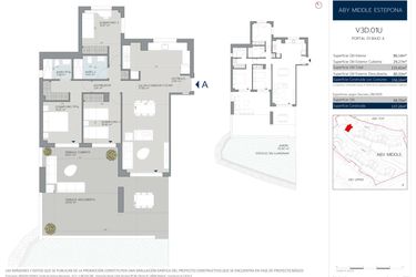 Rzut - Mieszkanie na sprzedaż 3 pokoje o powierzchni 124 m² - numer 1.0.A w Aby Middle
