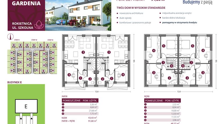 Rzut - Dom na sprzedaż 5 pokoi o powierzchni 91,8 m² - numer G-E44L w Osiedle Gardenia