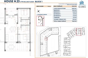 Rzut - Mieszkanie na sprzedaż 2 pokoje o powierzchni 95 m² - numer 23 w Velapi II - Murcia