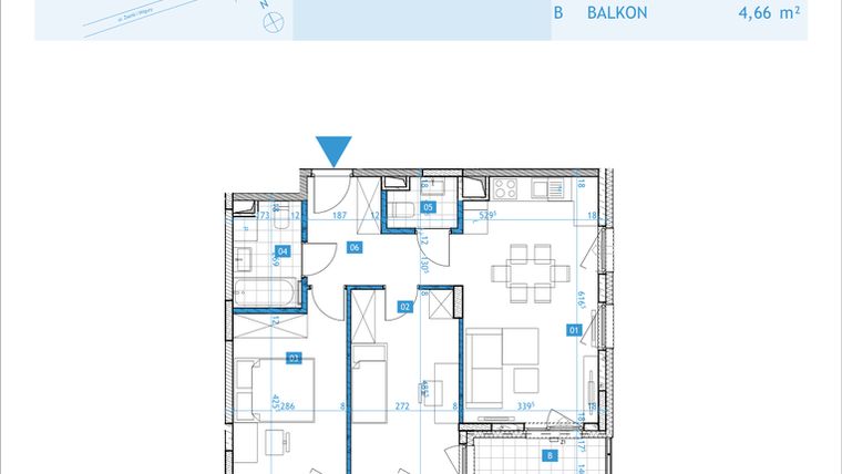 Rzut - Mieszkanie na sprzedaż 3 pokoje o powierzchni 62 m² - numer F21 w Osiedle Botaników etap F